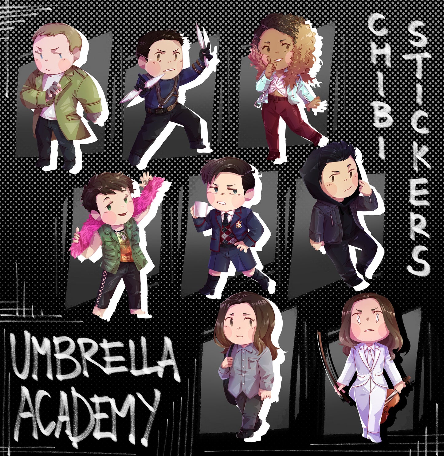 Umbrella Academy Chibi Sticker Pack
