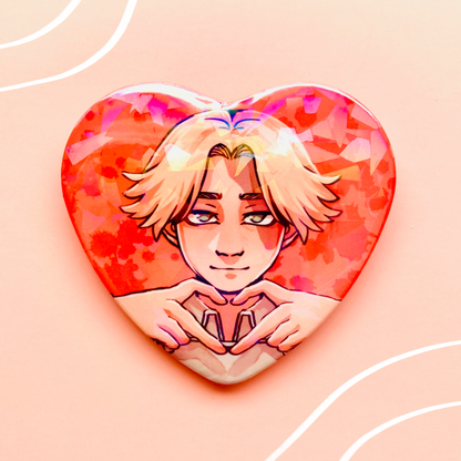 Inupi and Koko Holographic Heart Buttons